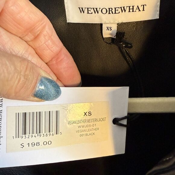 NWT WeWoreWhat Vegan Leather Western Jacket. In black with white stitching.  Siz - Picture 6 of 15